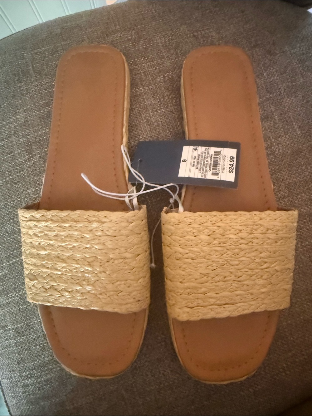 Universal Thread Woven Slide Sandals in Natural NWT